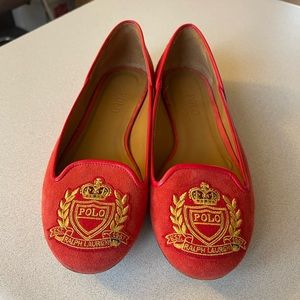 Gorgeous Vintage Ralph Lauren suede red flats - side 37.5 or 7 and a half